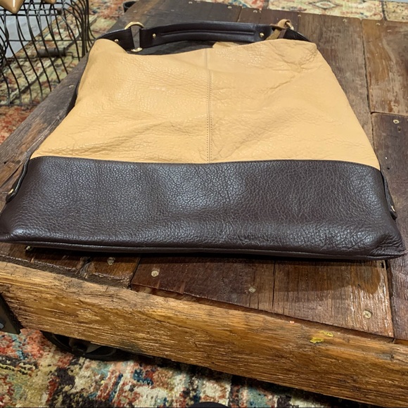 Brown and tan Large Leather Hobo Bag Excellent “ Gently” Used - Picture 3 of 7